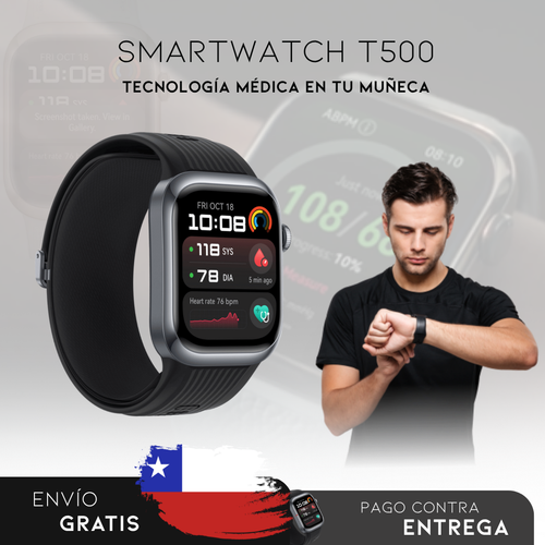SmartWatch T500 - Reloj Inteligente para Medir Azúcar en la Sangre